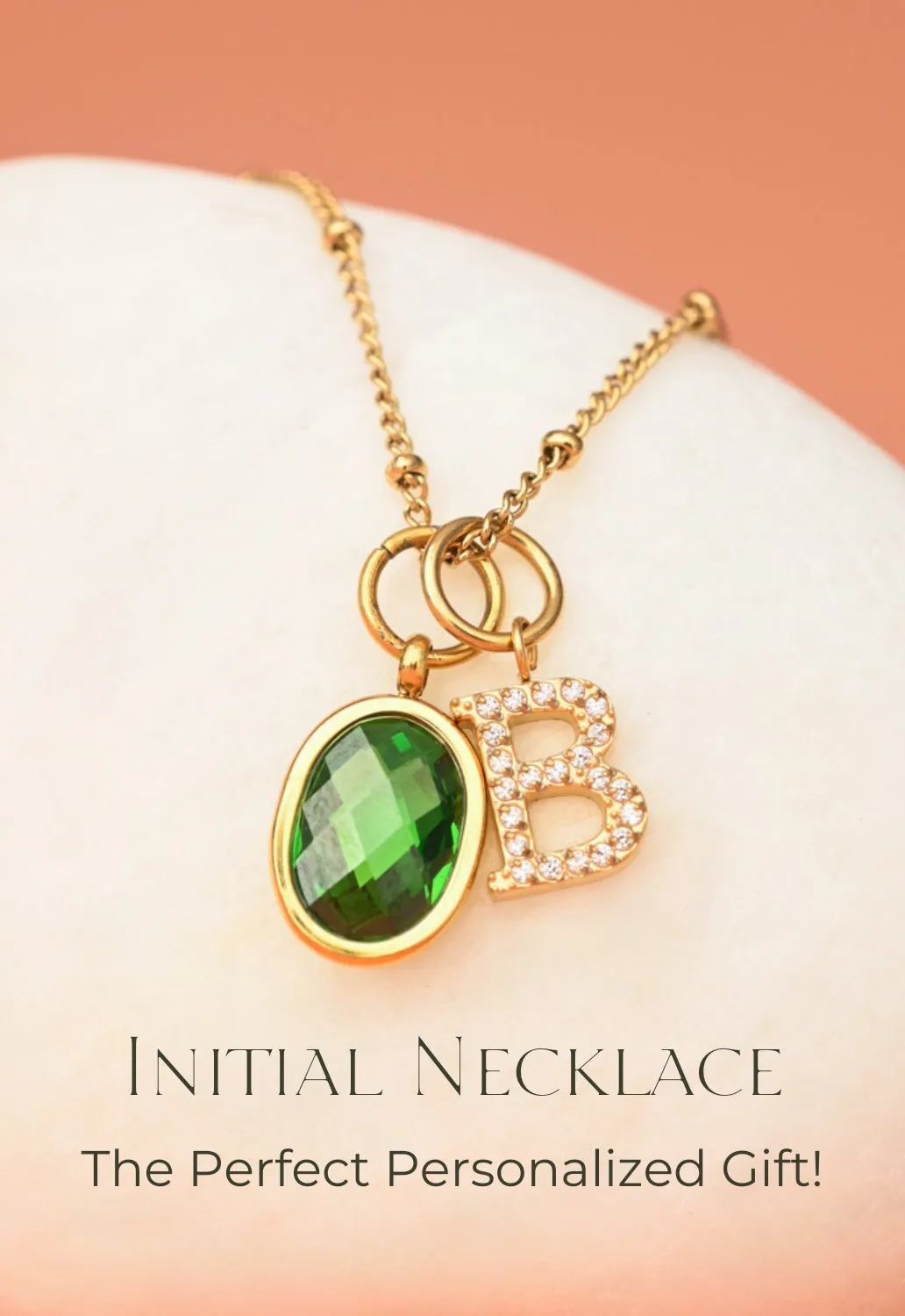 One Initial & One Birthstone Charm Gold Necklace Set sold by Starfish Project product image thumbnail 2