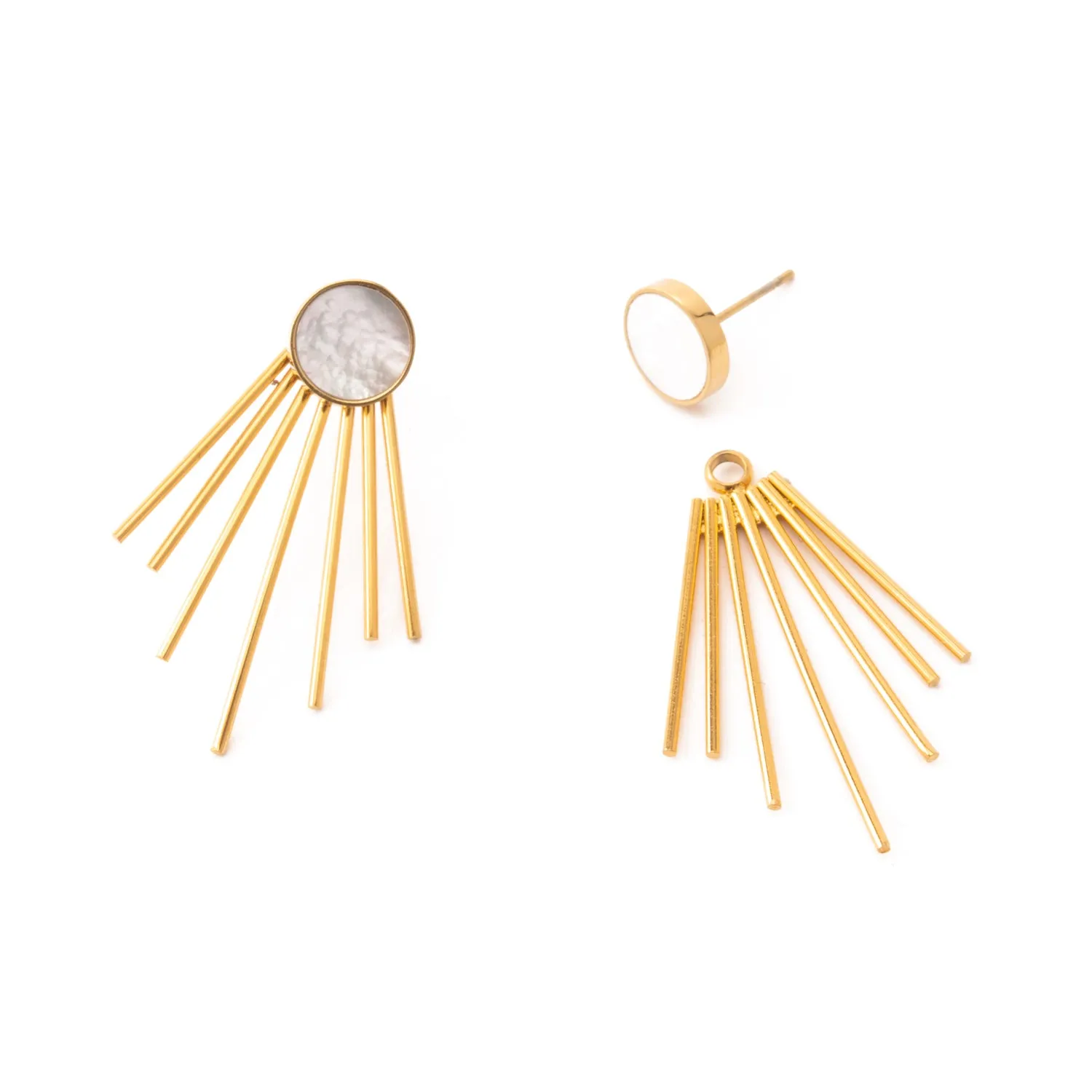 Caroline Mother of Pearl Stud & Fringe Earrings sold by Starfish Project