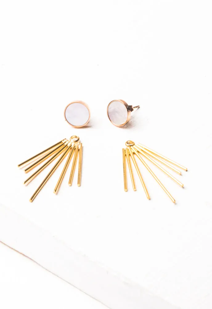 Caroline Mother of Pearl Stud & Fringe Earrings sold by Starfish Project product image thumbnail 2