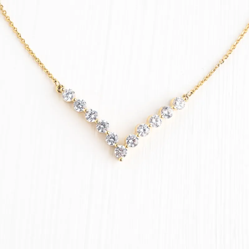 Brilliance V-Bar Chevron Zircon & Gold Necklace sold by Starfish Project