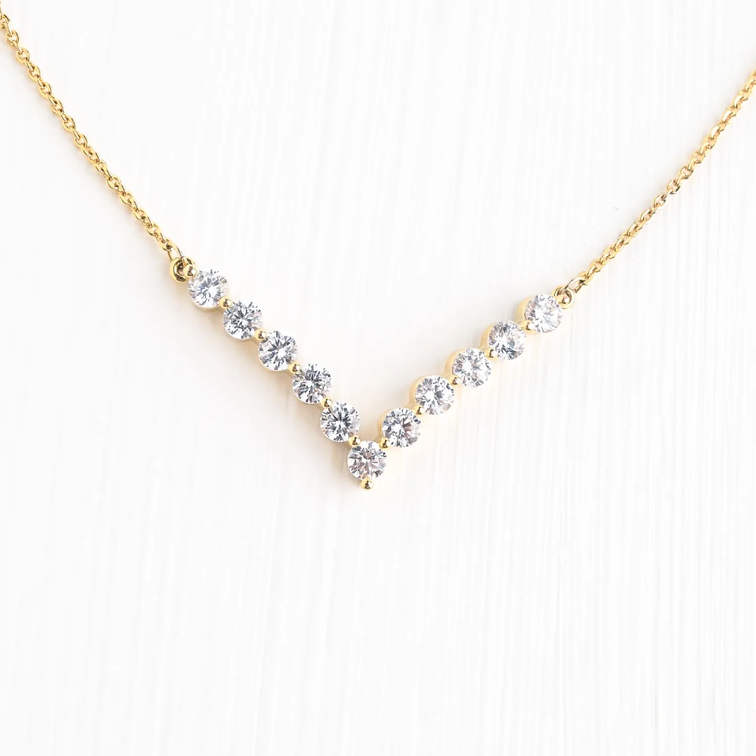 Brilliance V-Bar Chevron Zircon & Gold Necklace sold by Starfish Project