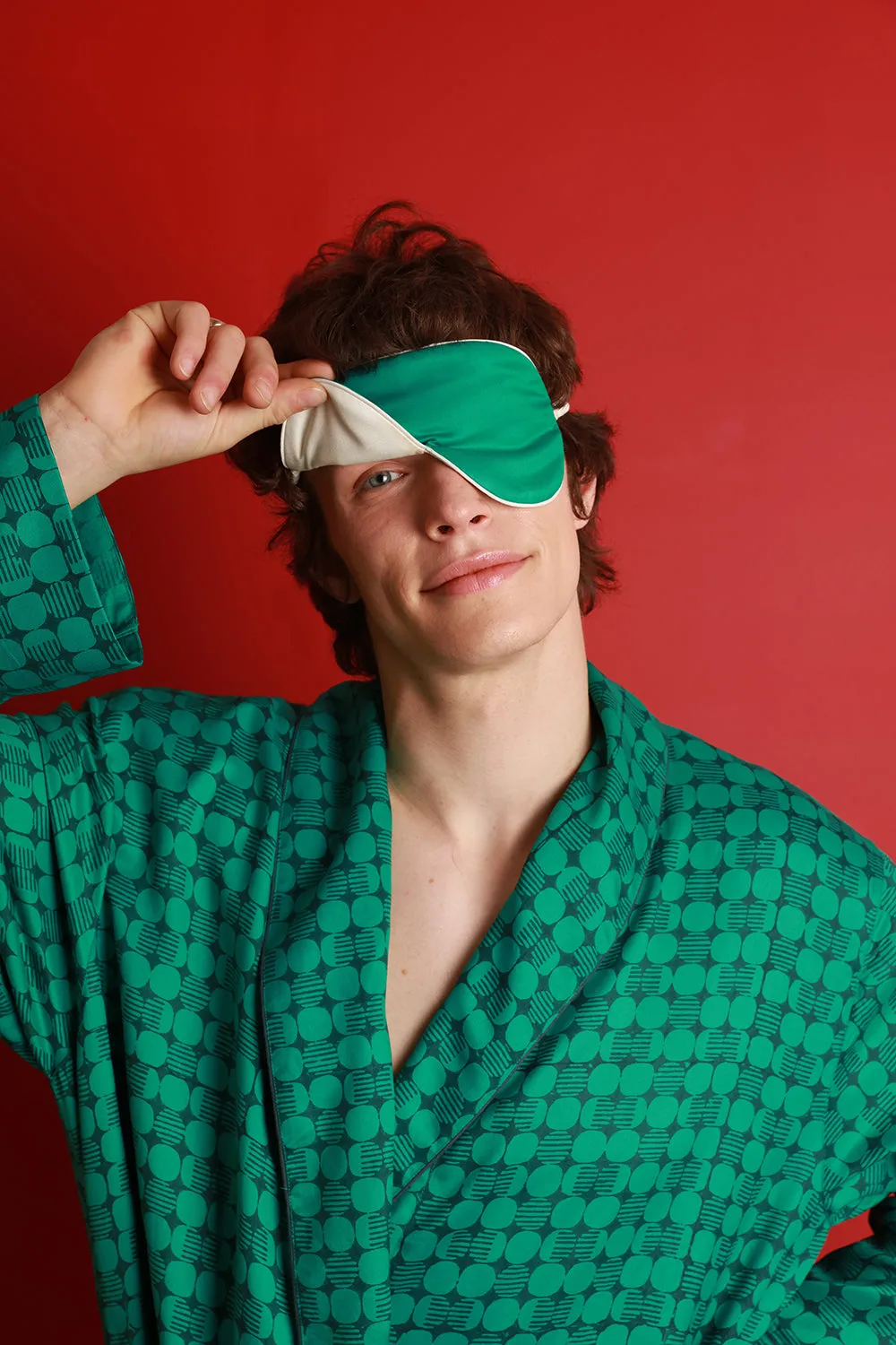 Mulberry Silk Eye Mask - Emerald Green sold by The Ethical Silk Company