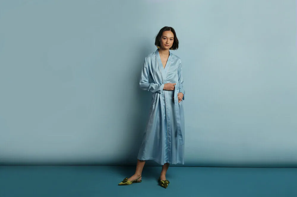 Mulberry Silk Robe - Andaman Blue sold by The Ethical Silk Company