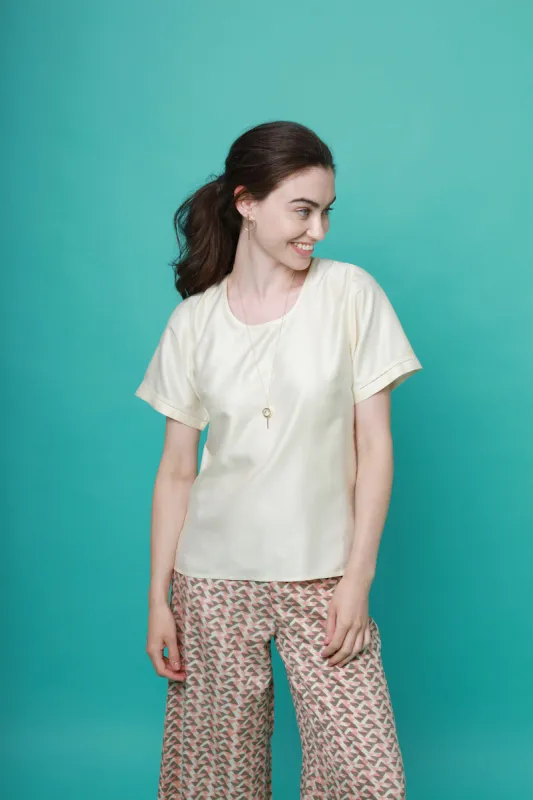 Mulberry Silk Sleeved Top - Ivory (Natural) sold by The Ethical Silk Company