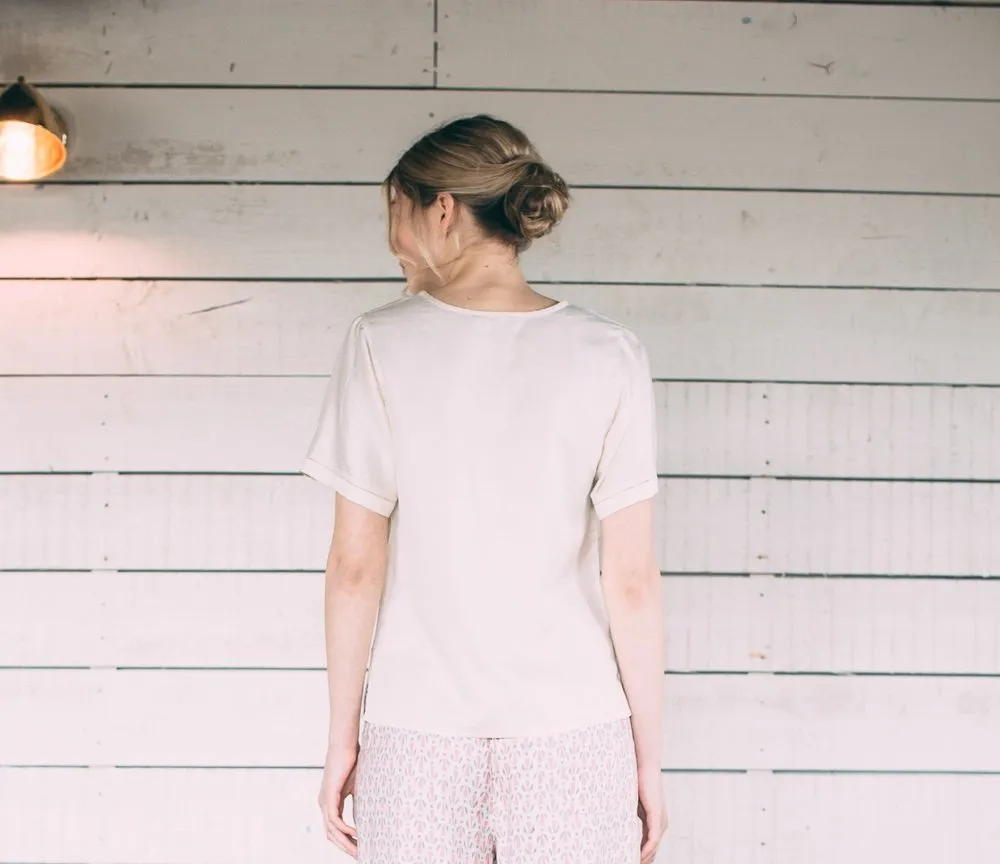 Mulberry Silk Sleeved Top - Ivory (Natural) sold by The Ethical Silk Company product image thumbnail 4