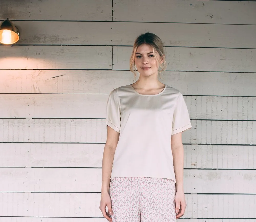 Mulberry Silk Sleeved Top - Ivory (Natural) sold by The Ethical Silk Company product image thumbnail 3
