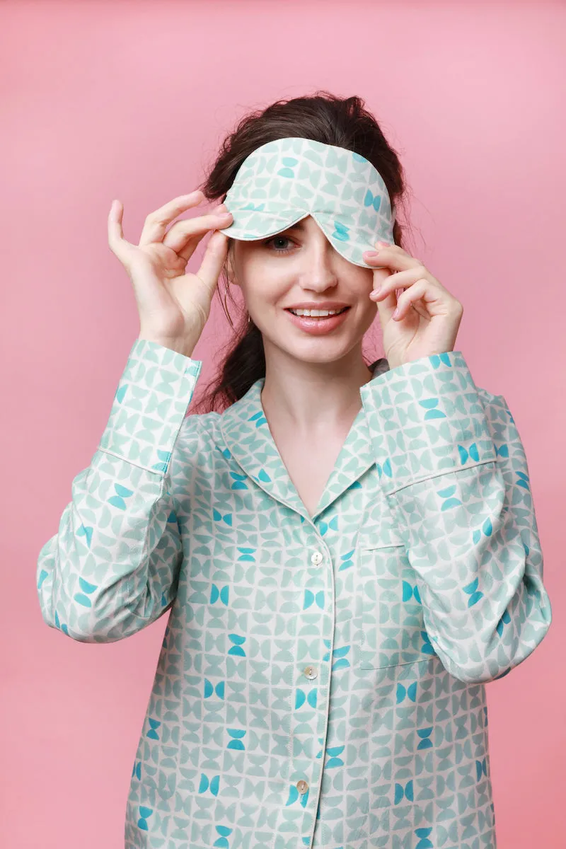 Mulberry Silk Eye Mask - Varanasi Blue sold by The Ethical Silk Company