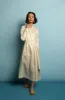 Mulberry Silk Robe - Natural Ivory with Navy Piping sold by The Ethical Silk Company