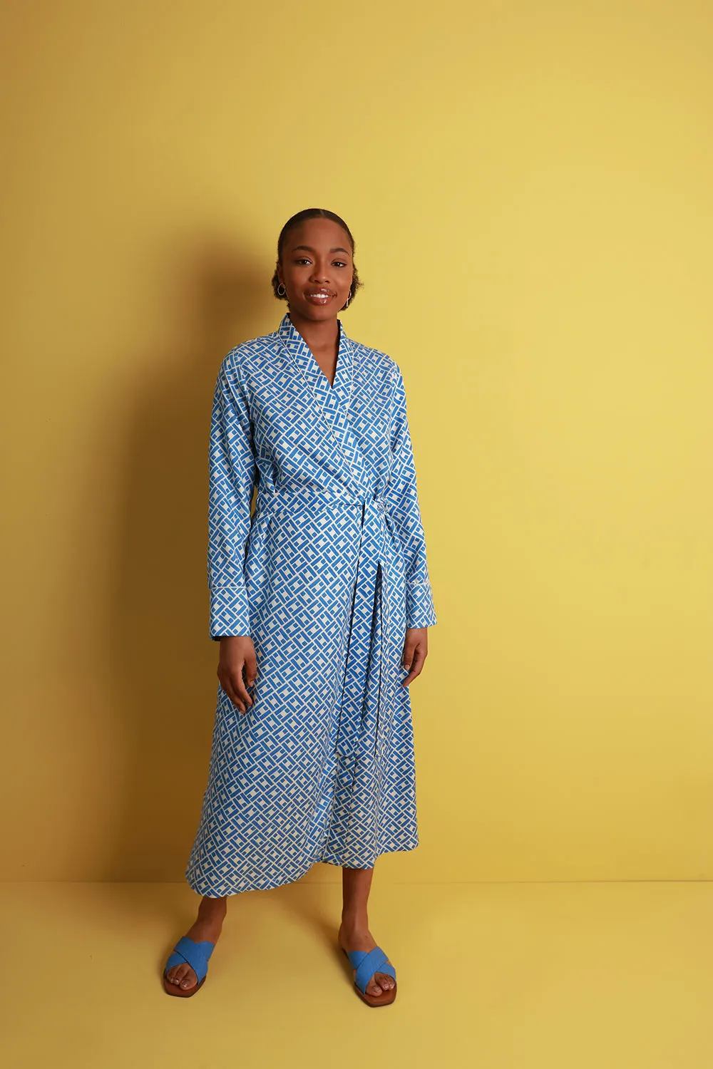 Mulberry Silk Robe - Leh Sapphire. Please note that pieces purchased in our Archive Sale can't be refunded. We are happy to offer an exchange, if we have the stock available or a credit note. sold by The Ethical Silk Company