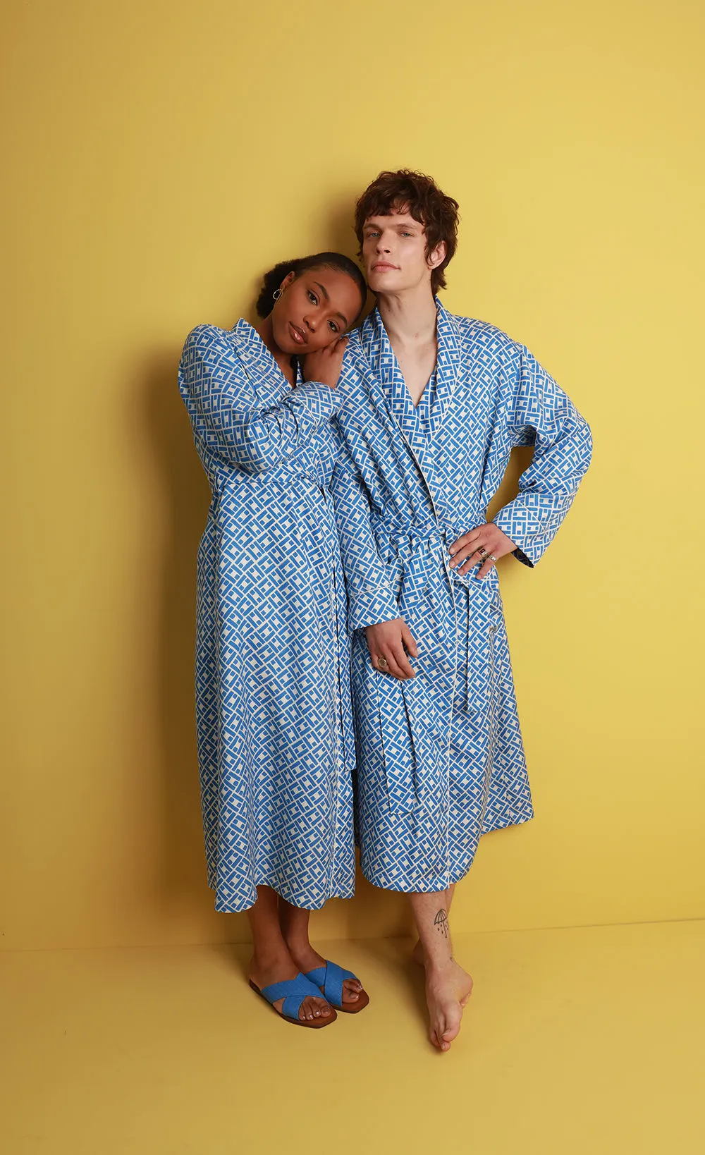 Mulberry Silk Robe - Leh Sapphire. Please note that pieces purchased in our Archive Sale can't be refunded. We are happy to offer an exchange, if we have the stock available or a credit note. sold by The Ethical Silk Company product image thumbnail 3