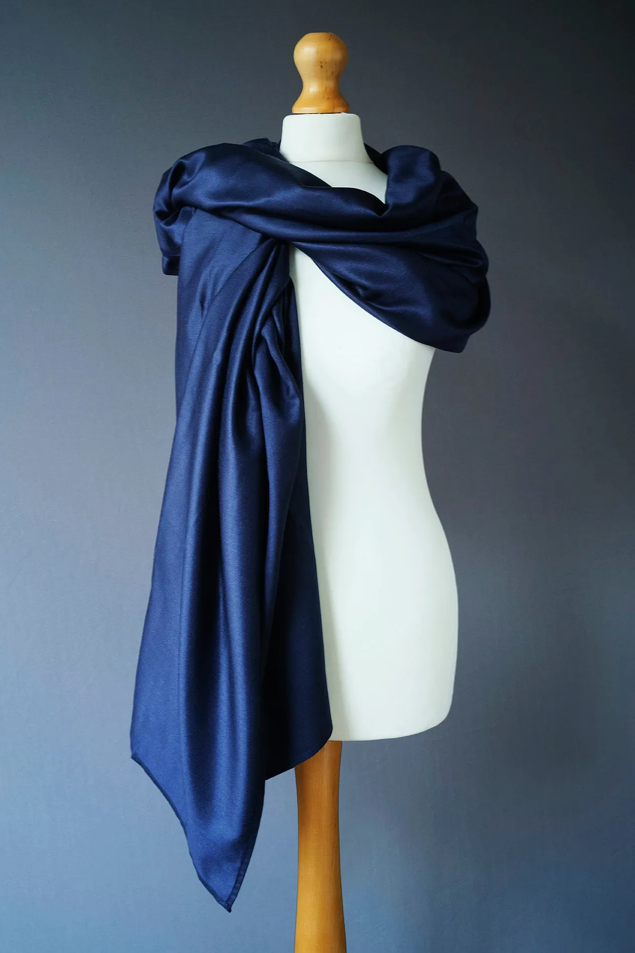 Mulberry Silk Wrap - Midnight Navy sold by The Ethical Silk Company product image thumbnail 2