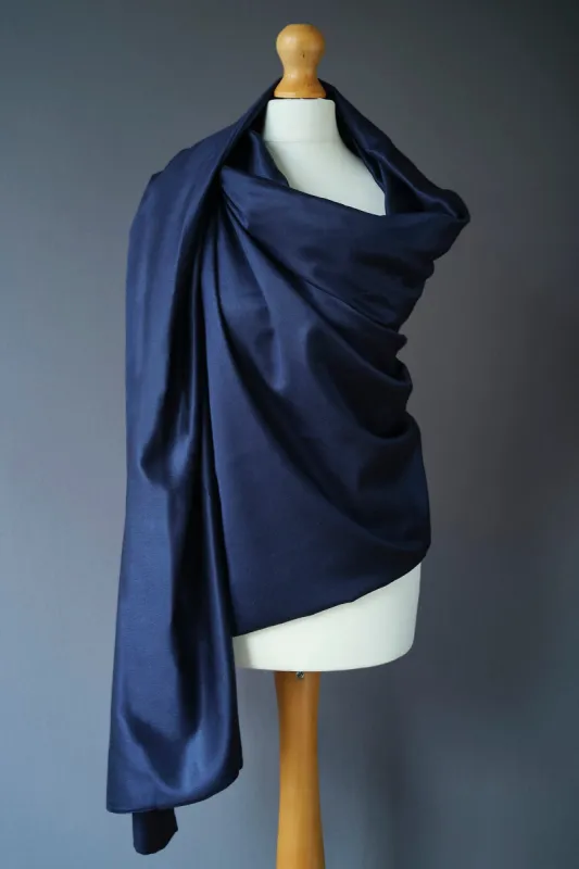 Mulberry Silk Wrap - Midnight Navy sold by The Ethical Silk Company