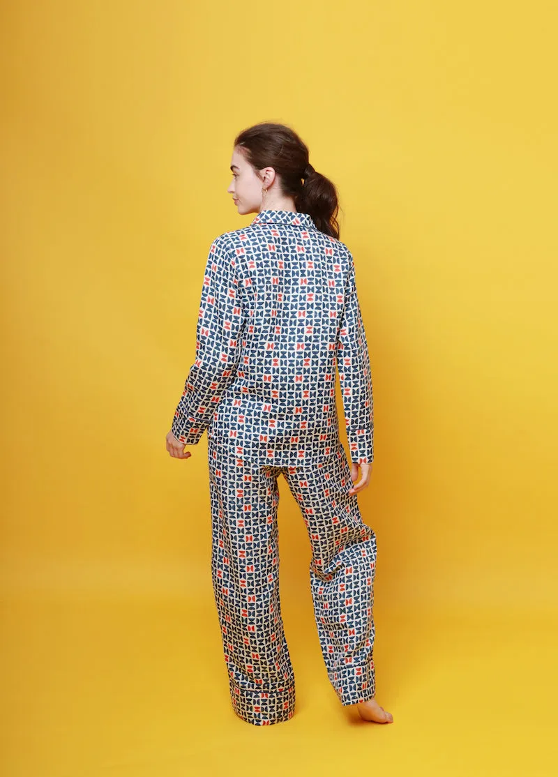 Mulberry Silk Pyjamas - Varanasi Navy sold by The Ethical Silk Company product image thumbnail 2