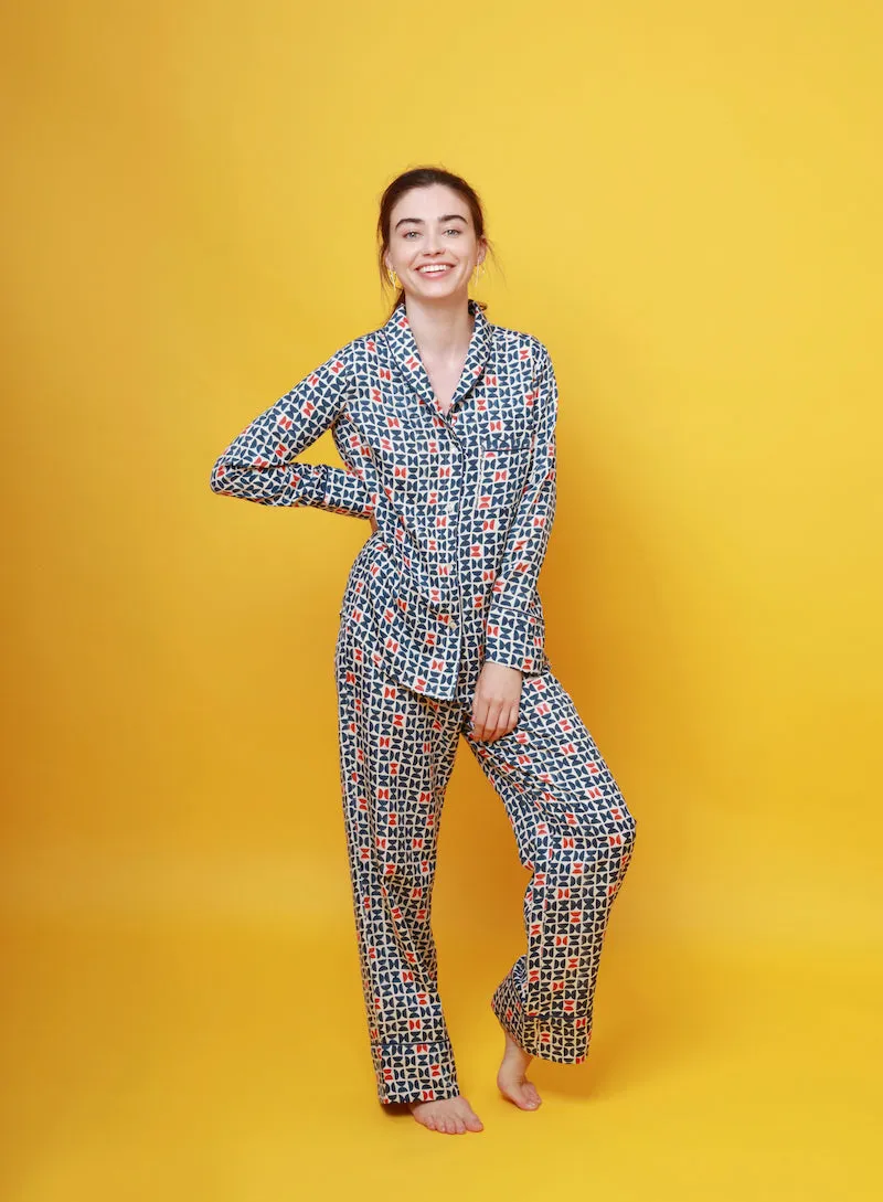 Mulberry Silk Pyjamas - Varanasi Navy sold by The Ethical Silk Company