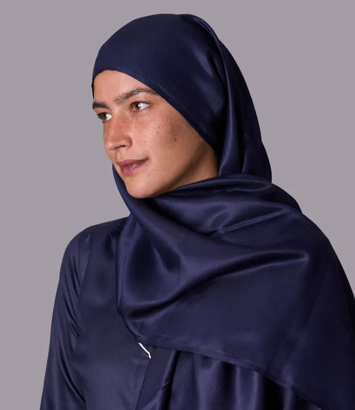 Mulberry Silk Hijab - Midnight Navy or Ivory sold by The Ethical Silk Company