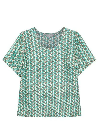 Mulberry Silk Sleeved Top - Teal/Grey sold by The Ethical Silk Company product image thumbnail 4