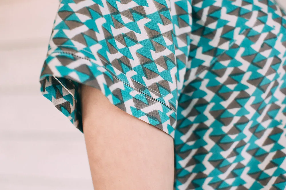 Mulberry Silk Sleeved Top - Teal/Grey sold by The Ethical Silk Company product image thumbnail 3