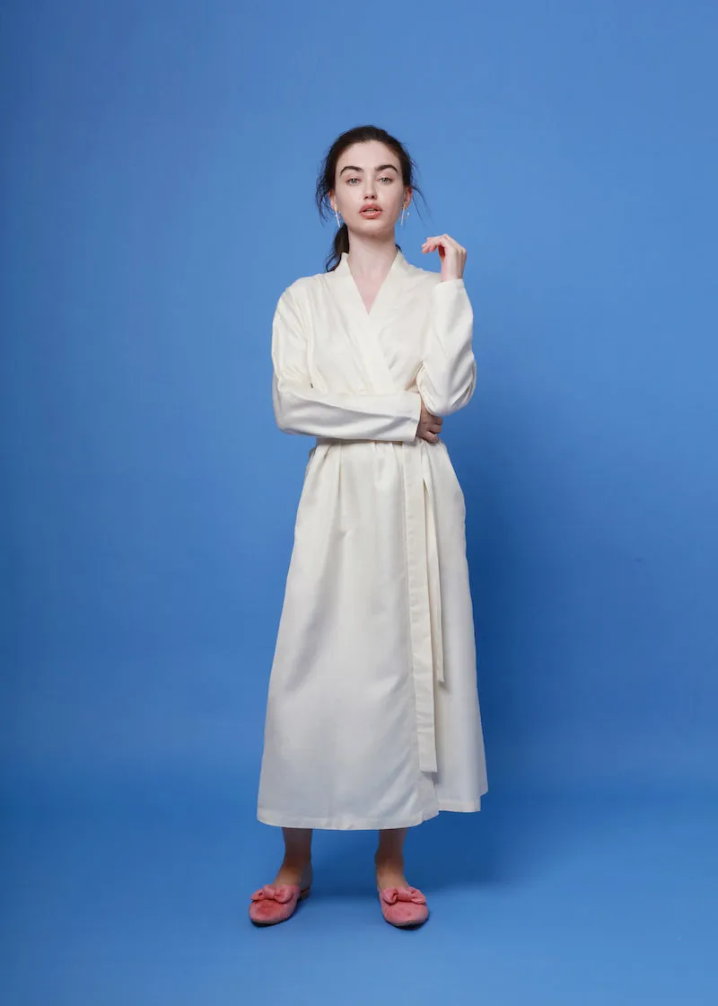 Mulberry Silk Robe - Ivory Natural sold by The Ethical Silk Company
