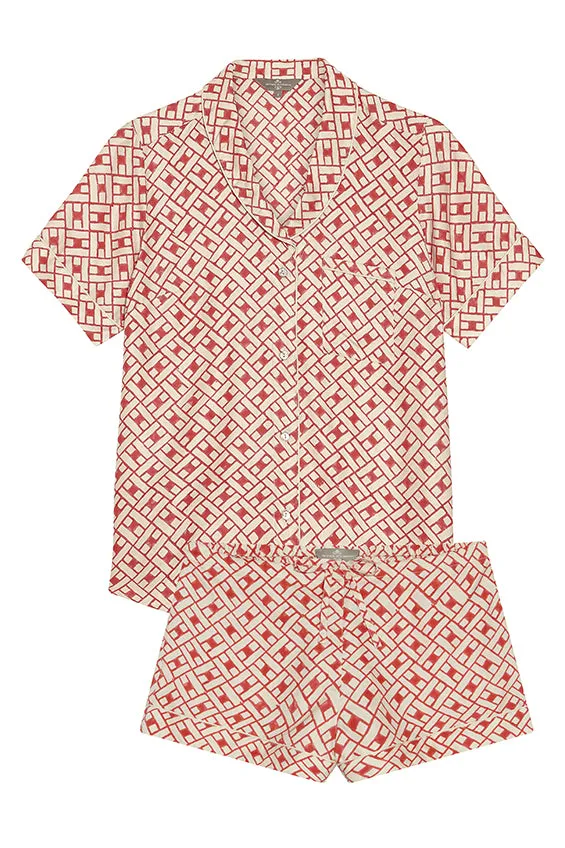 Mulberry Silk Shorties Pyjamas Leh Scarlet sold by The Ethical Silk Company product image thumbnail 2