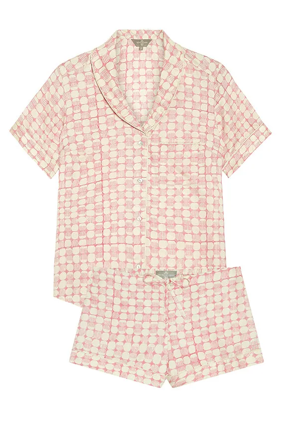 Mulberry Silk Shorties Pyjamas - Jaipur Pink. Please note that pieces purchased in our Archive Sale can't be refunded. We are happy to offer an exchange, if we have the stock available or a credit note. sold by The Ethical Silk Company product image thumbnail 2