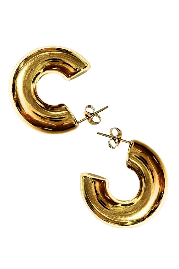 Chunky 1" Gold Hoop Earrings sold by Baacal