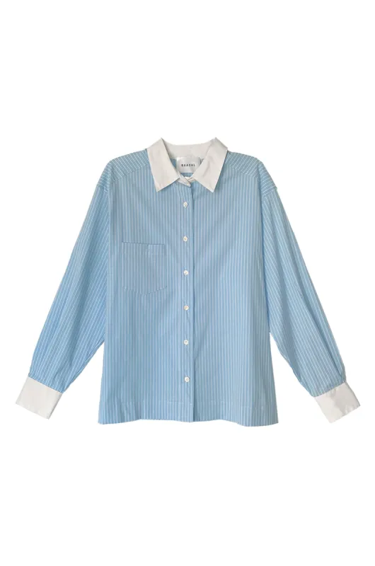 Perfect Oversized Stripe Shirt no.1 Light blue stripe sold by Baacal