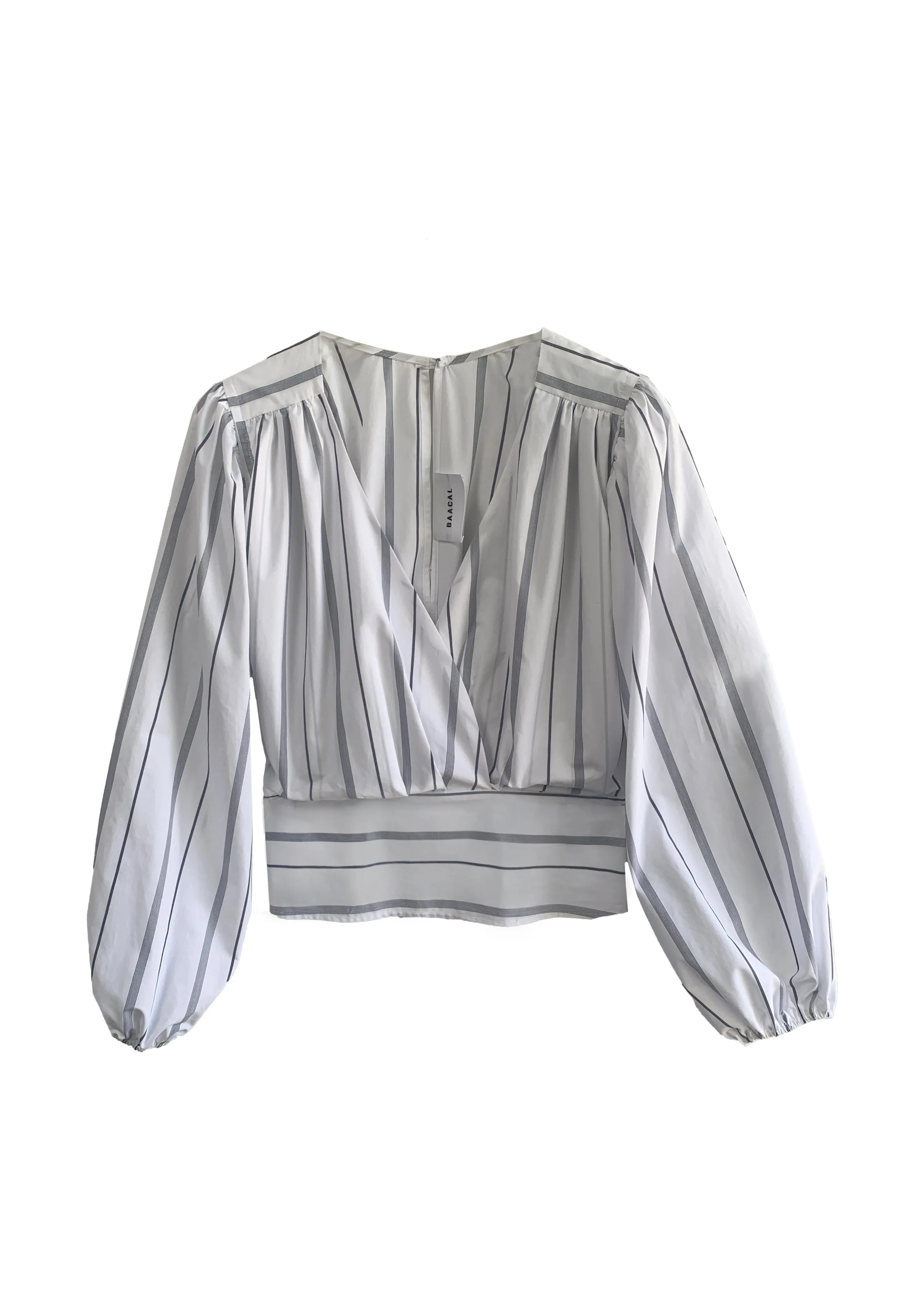 Ina Faux Wrap Blouse- Mariner Stripe sold by Baacal