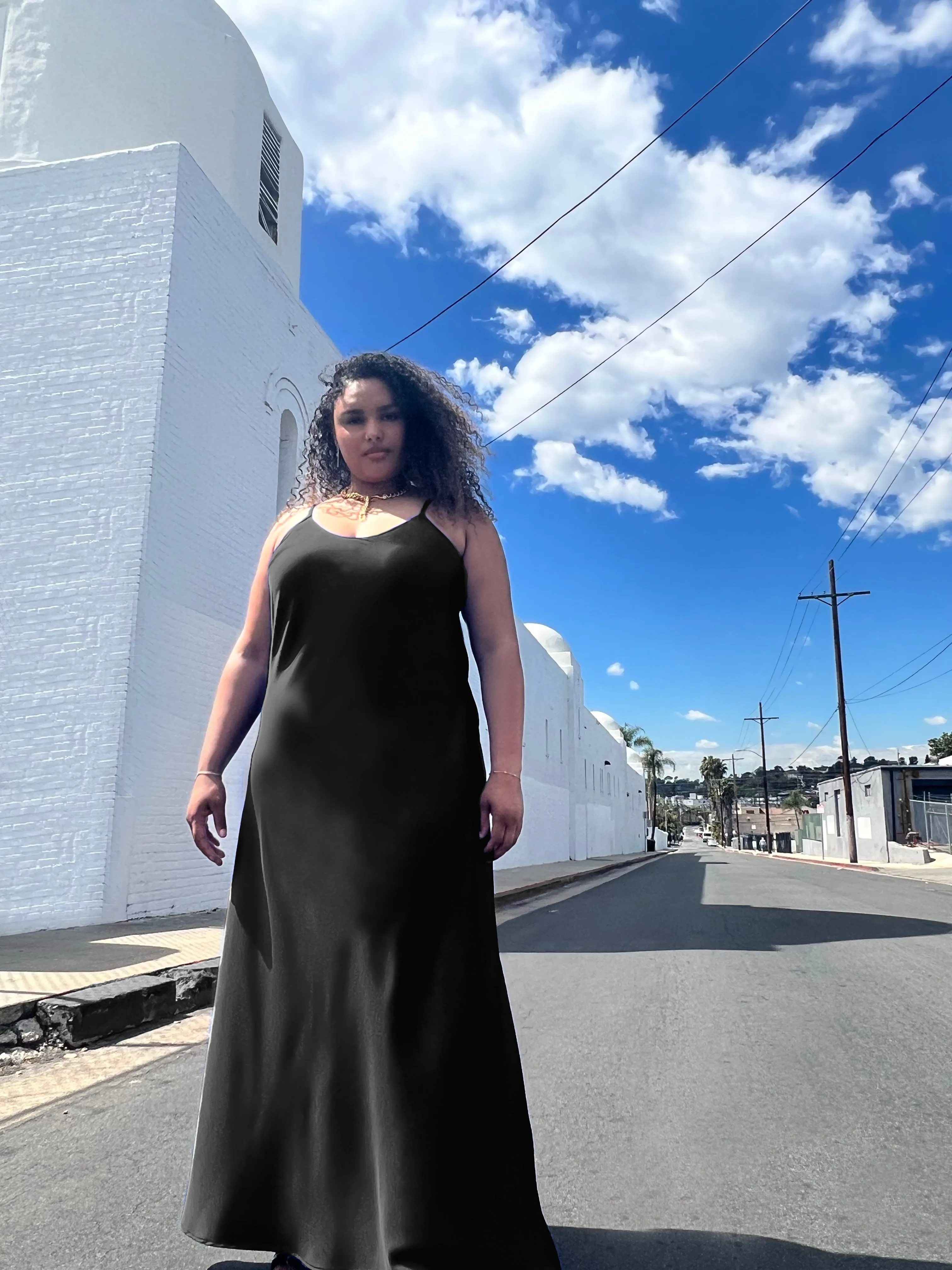 Leah Easy Satin Maxi Slip Dress - Black sold by Baacal product image thumbnail 2