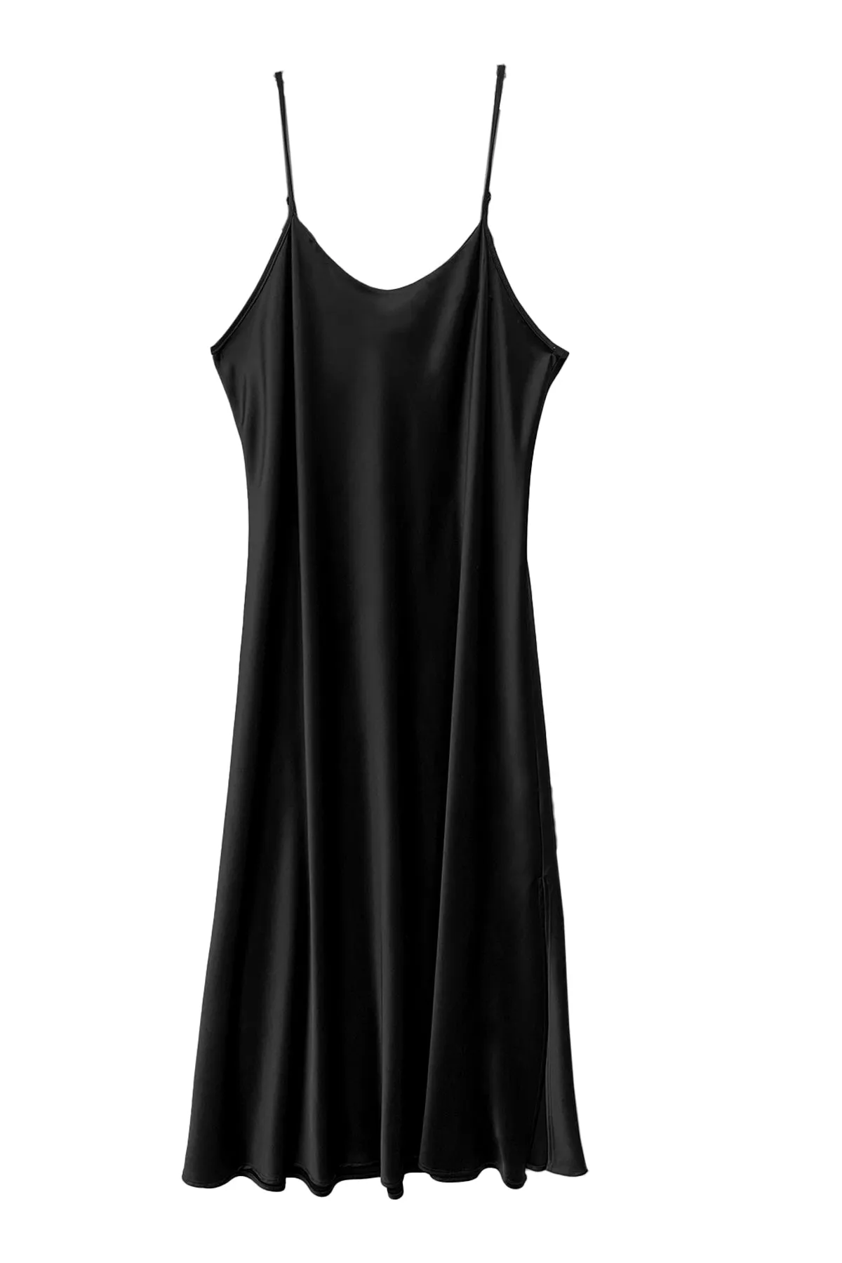 Leah Easy Satin Maxi Slip Dress - Black sold by Baacal