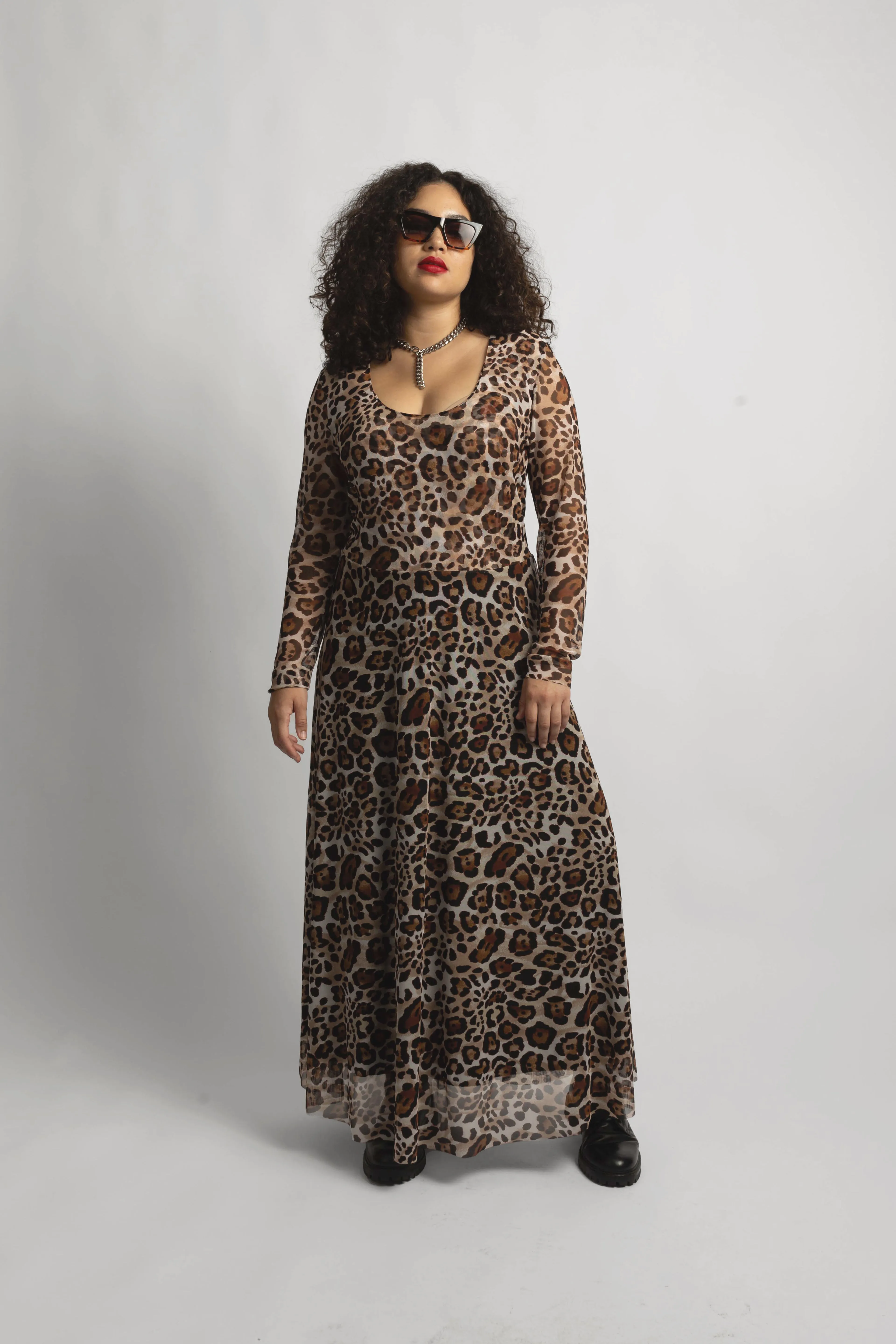 The Graham Classic Mesh Midi Dress- in New Leopard sold by Baacal product image thumbnail 2