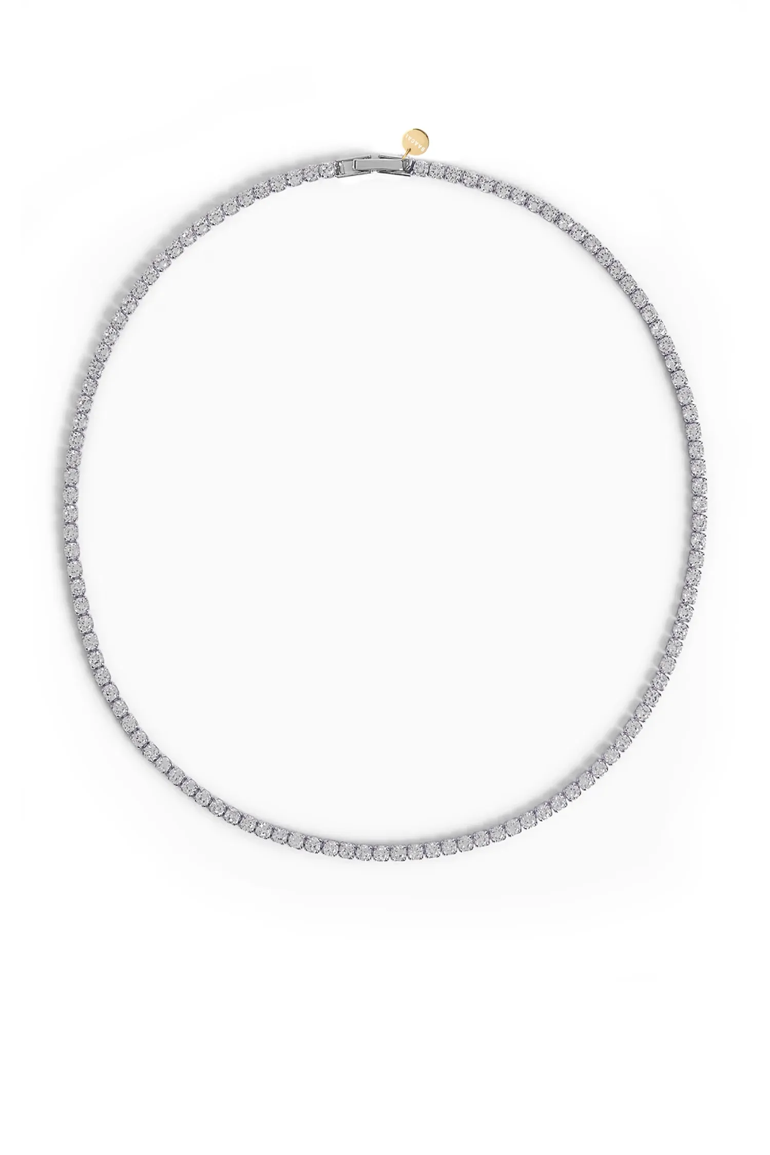 Tennis Necklace- 14K white gold plated sold by Baacal