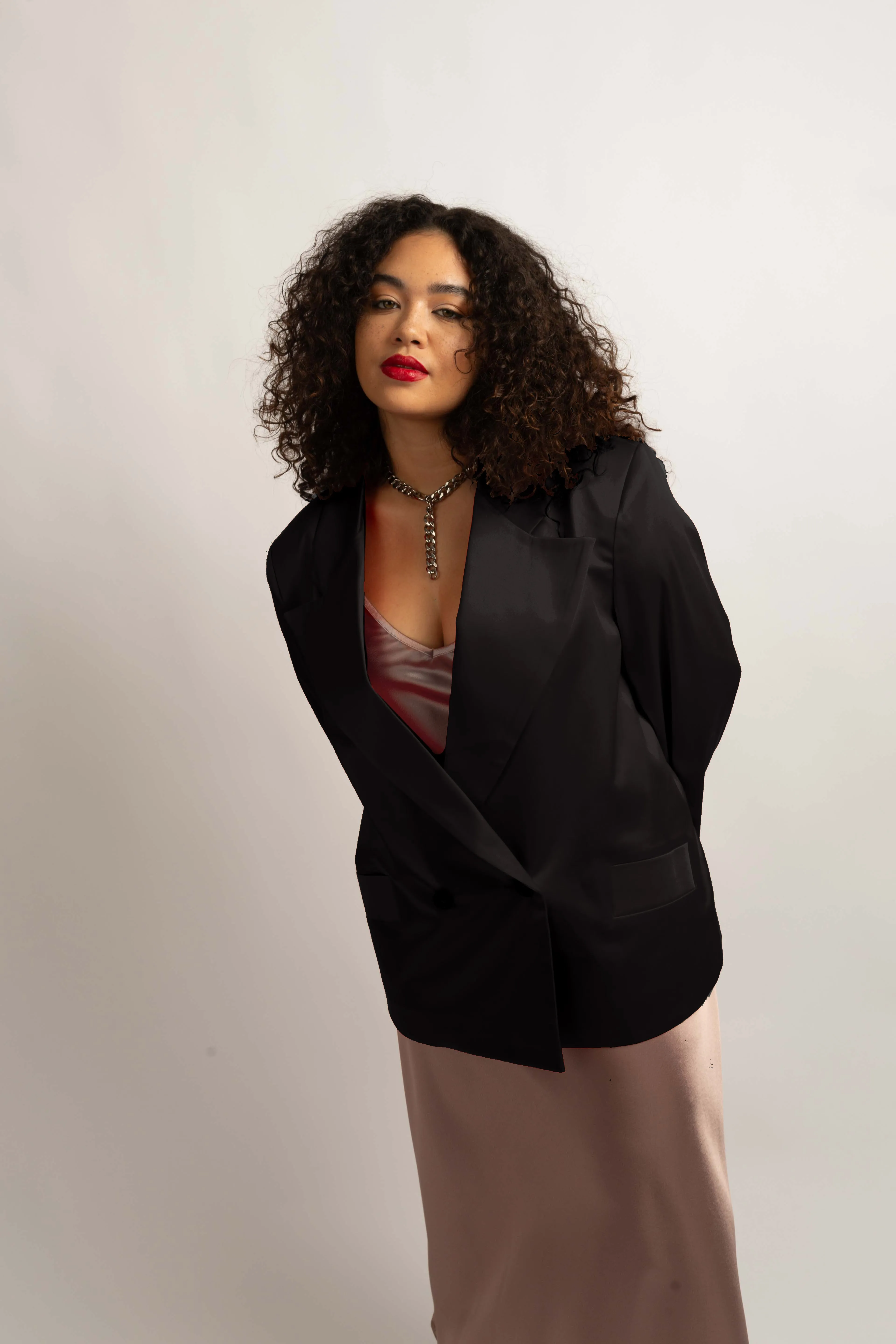 The Lexi Satin Blazer - Black sold by Baacal product image thumbnail 2