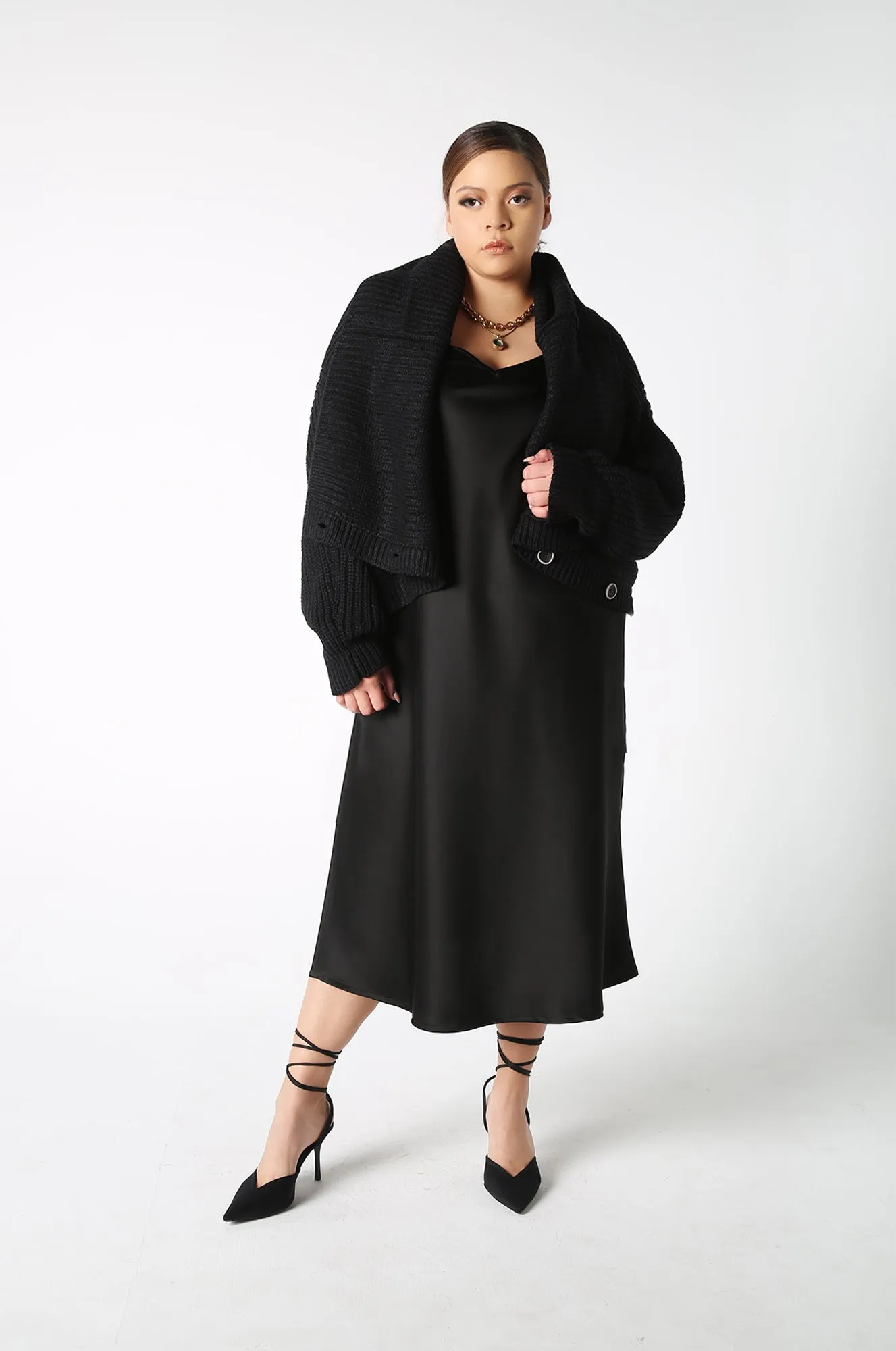 Vintage Disco Bias Slip Dress in Black sold by Baacal product image thumbnail 2