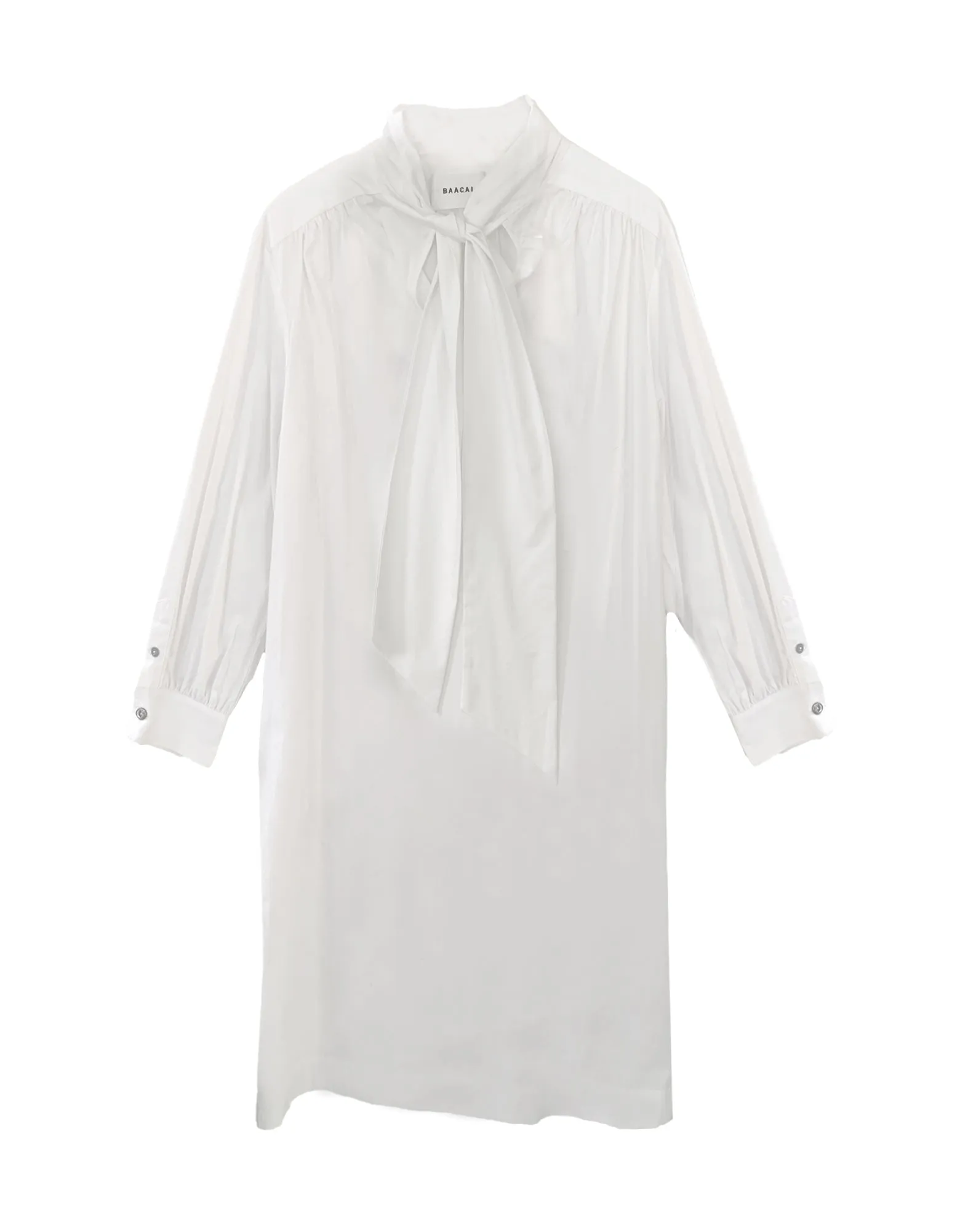 The Marion Cotton Poplin Tie Neck Dress- White sold by Baacal product image thumbnail 3