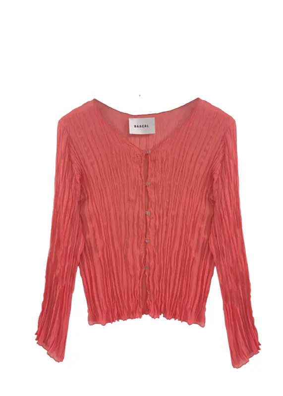 Maya Pleated Cardigan- Coral sold by Baacal