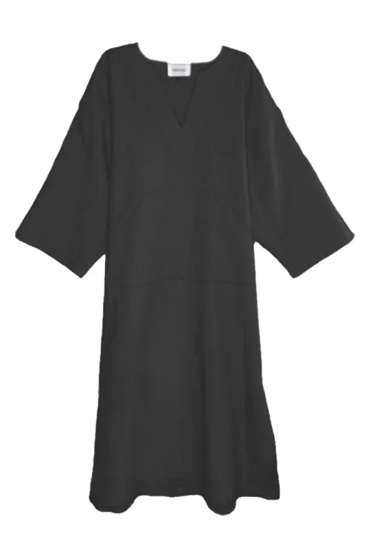Linen Jallaba Kaftan - Black sold by Baacal