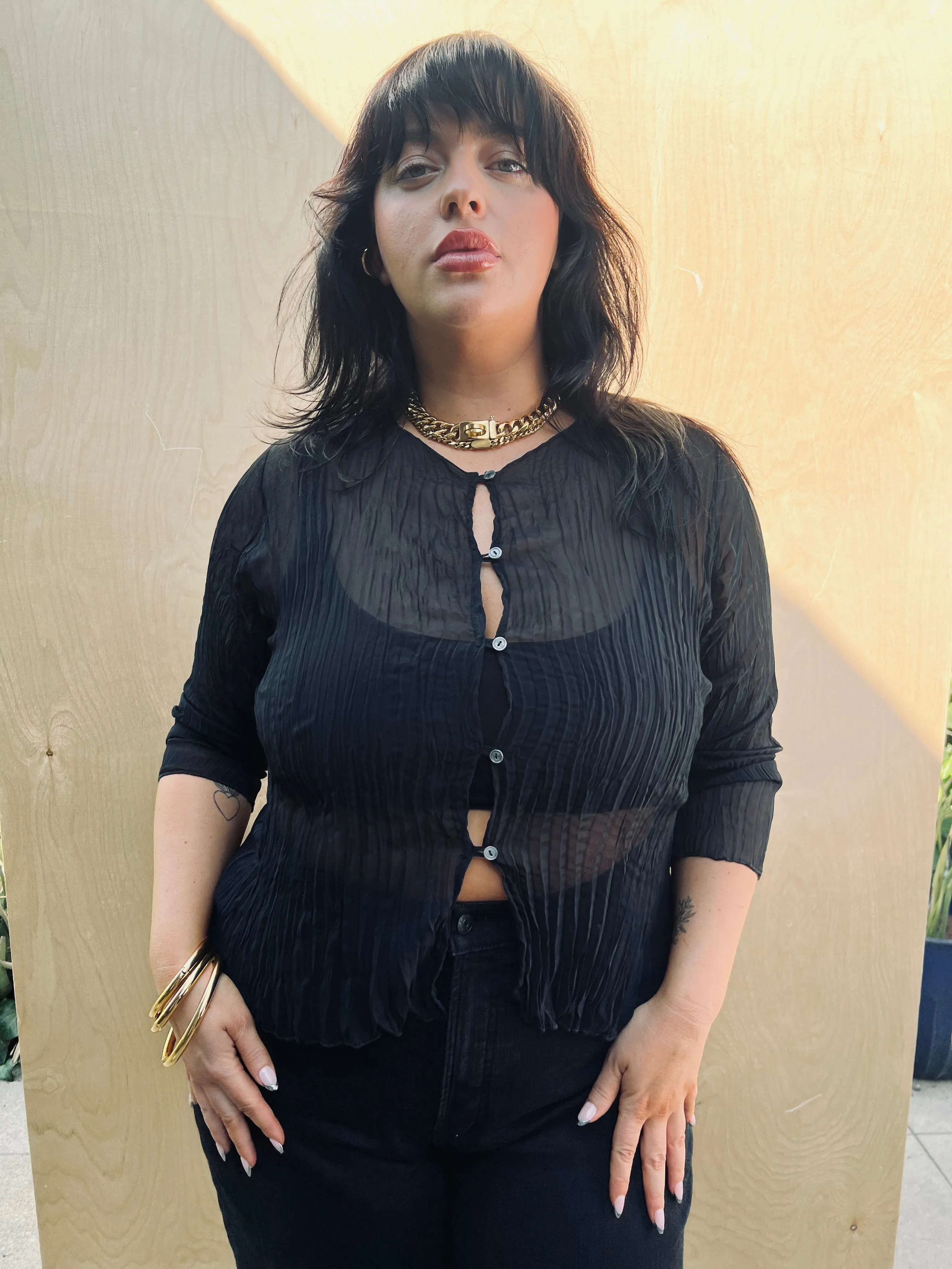 Maya Pleated Cardigan- Black sold by Baacal product image thumbnail 3