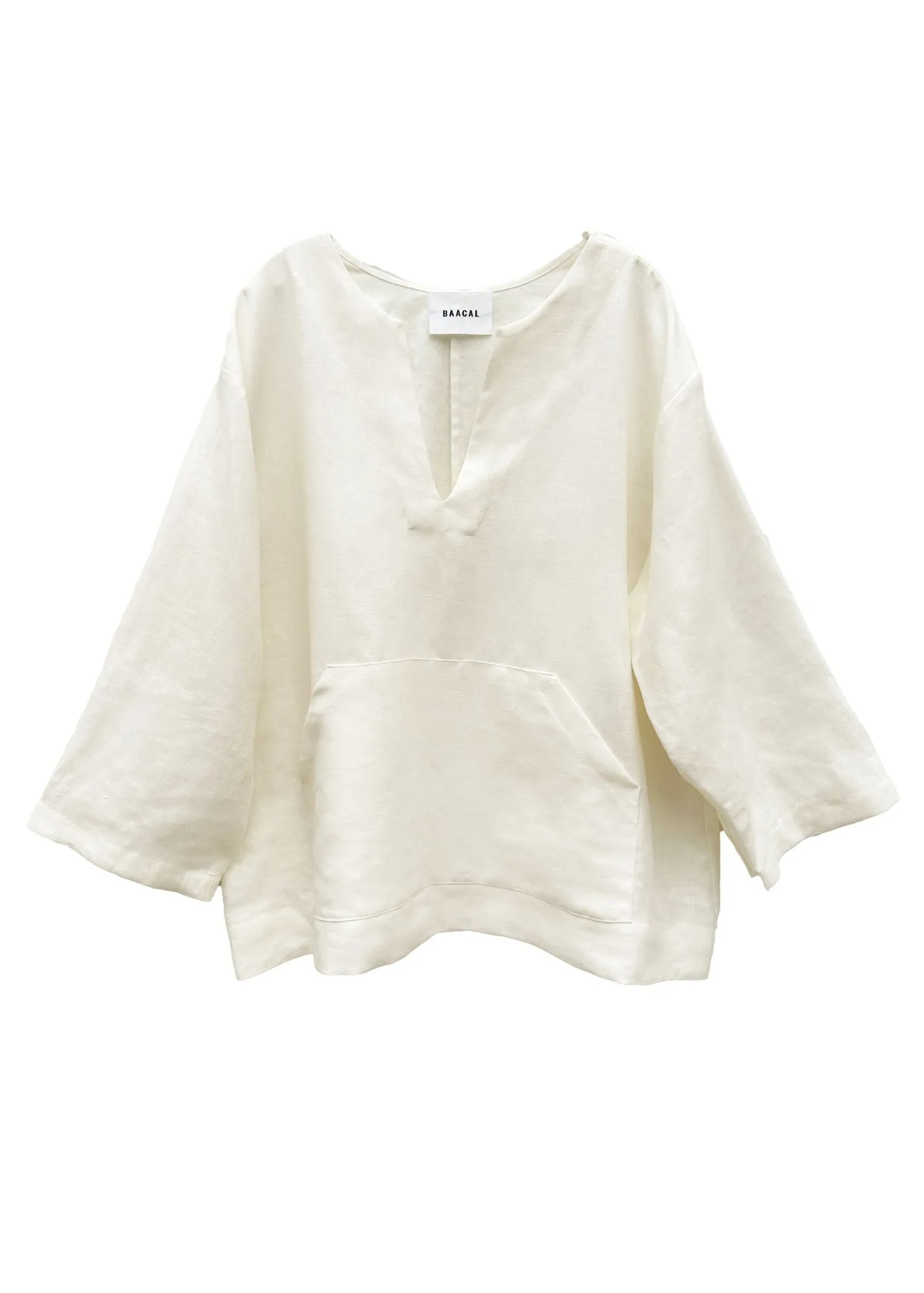 Jallaba Tunic in Soft White Linen sold by Baacal