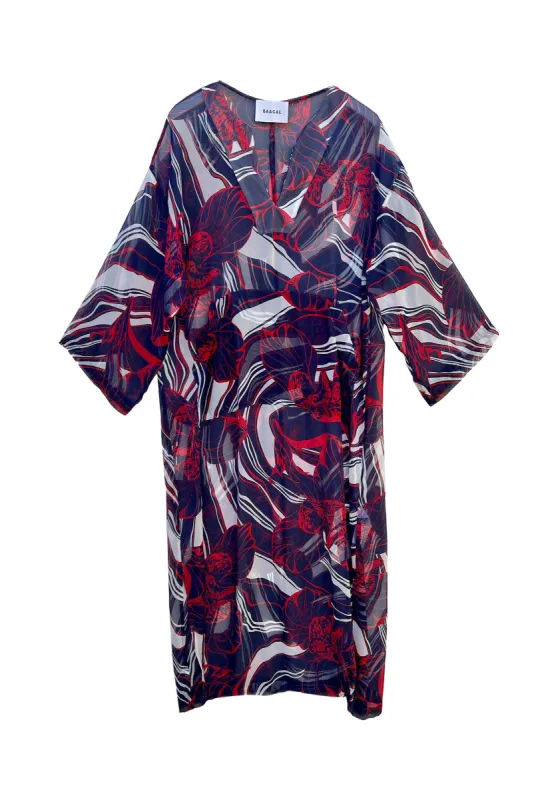 Red White Blue Silk Jallaba Kaftan sold by Baacal