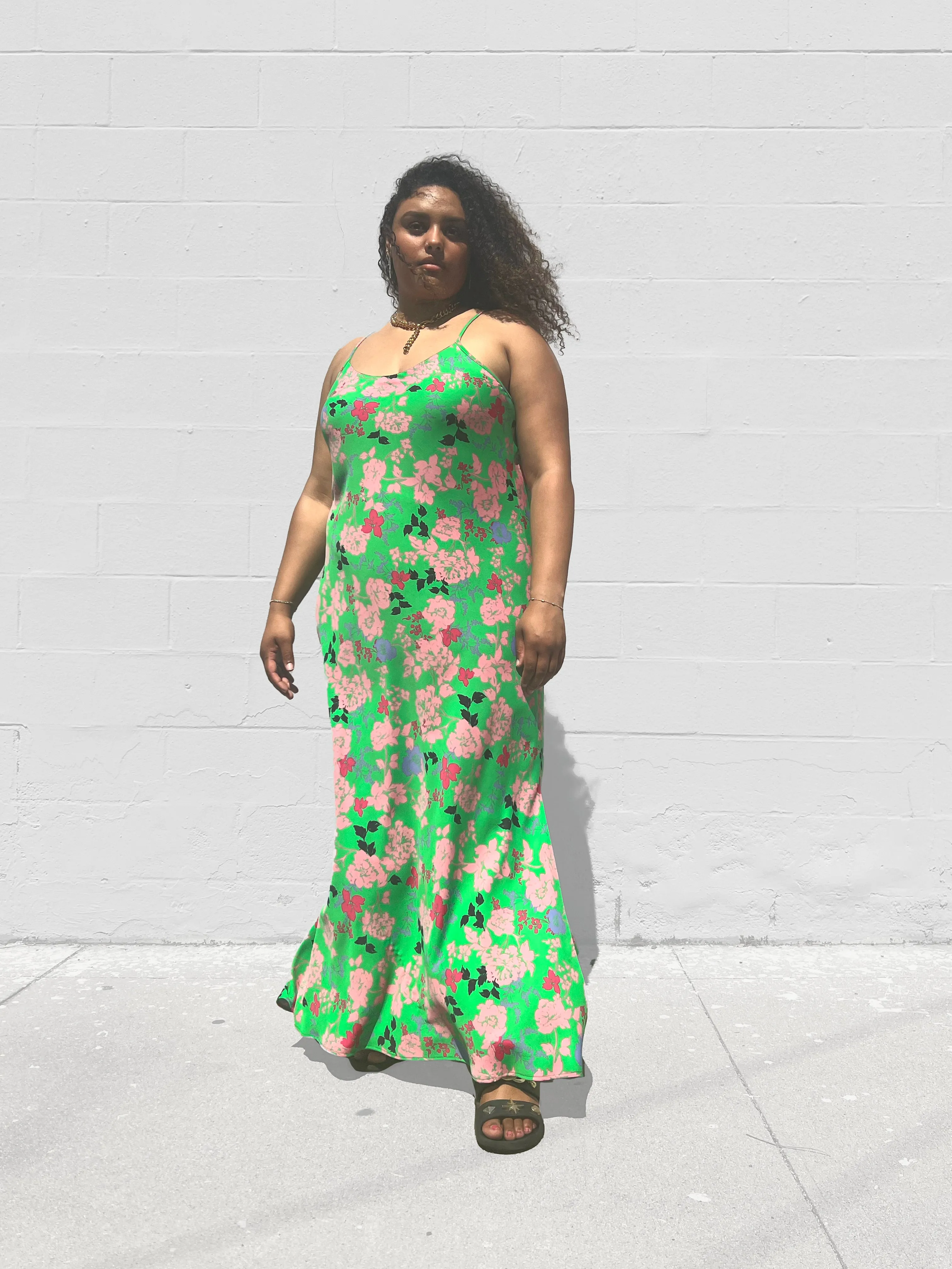 Leah Maxi Slip Dress- Green Garden Print sold by Baacal product image thumbnail 3