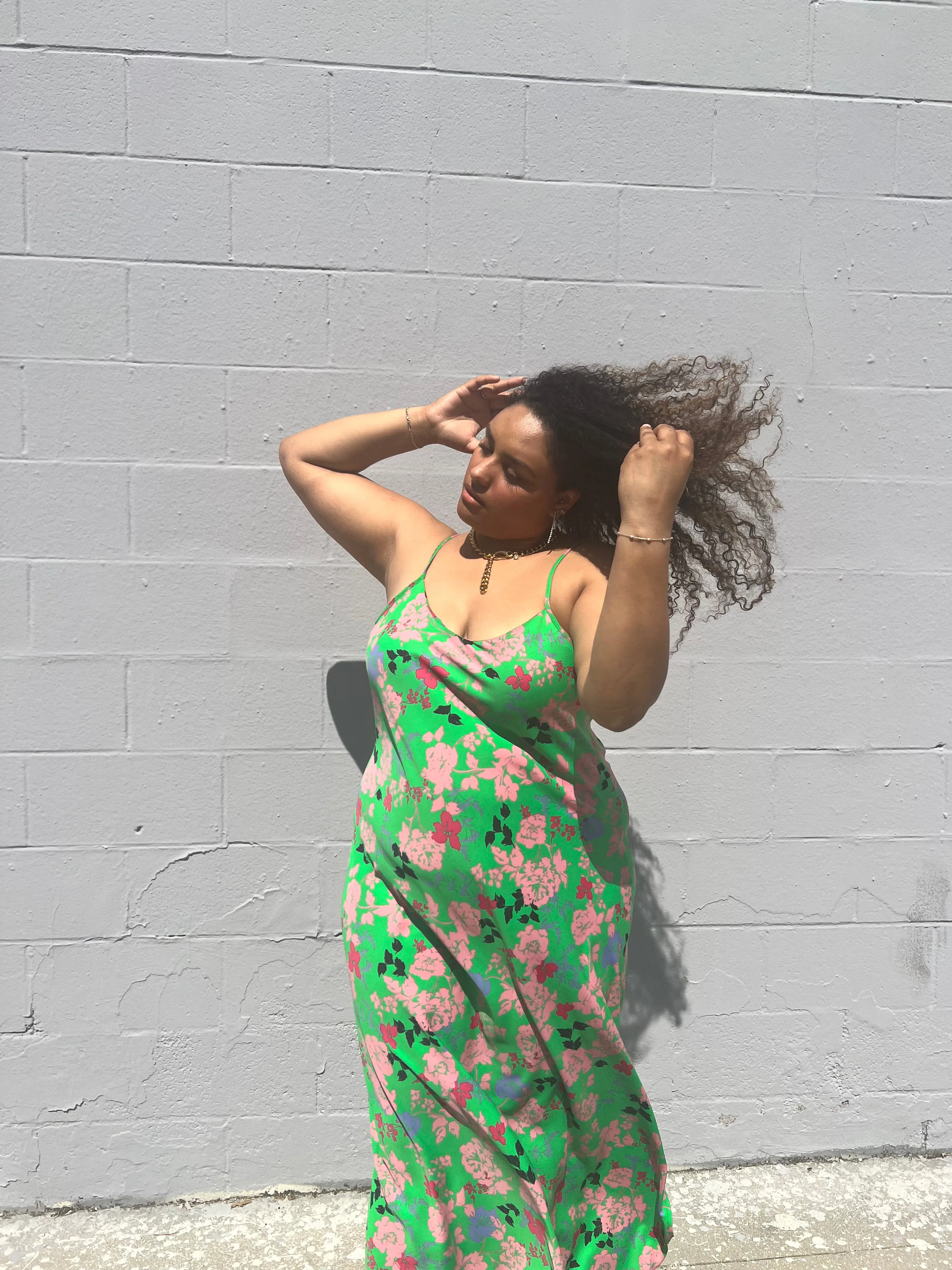 Leah Maxi Slip Dress- Green Garden Print sold by Baacal product image thumbnail 2