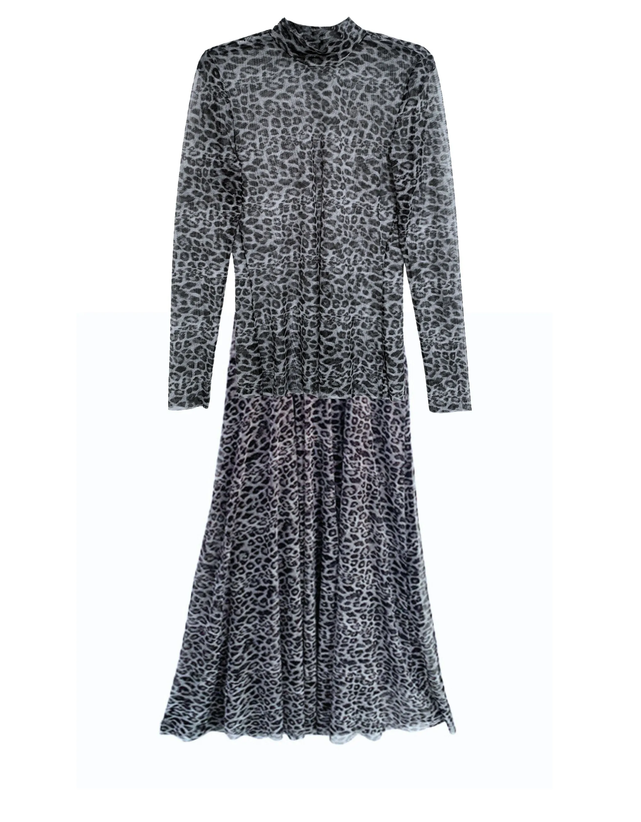 Layered Mesh Dress and Top Set - Snow Leopard sold by Baacal