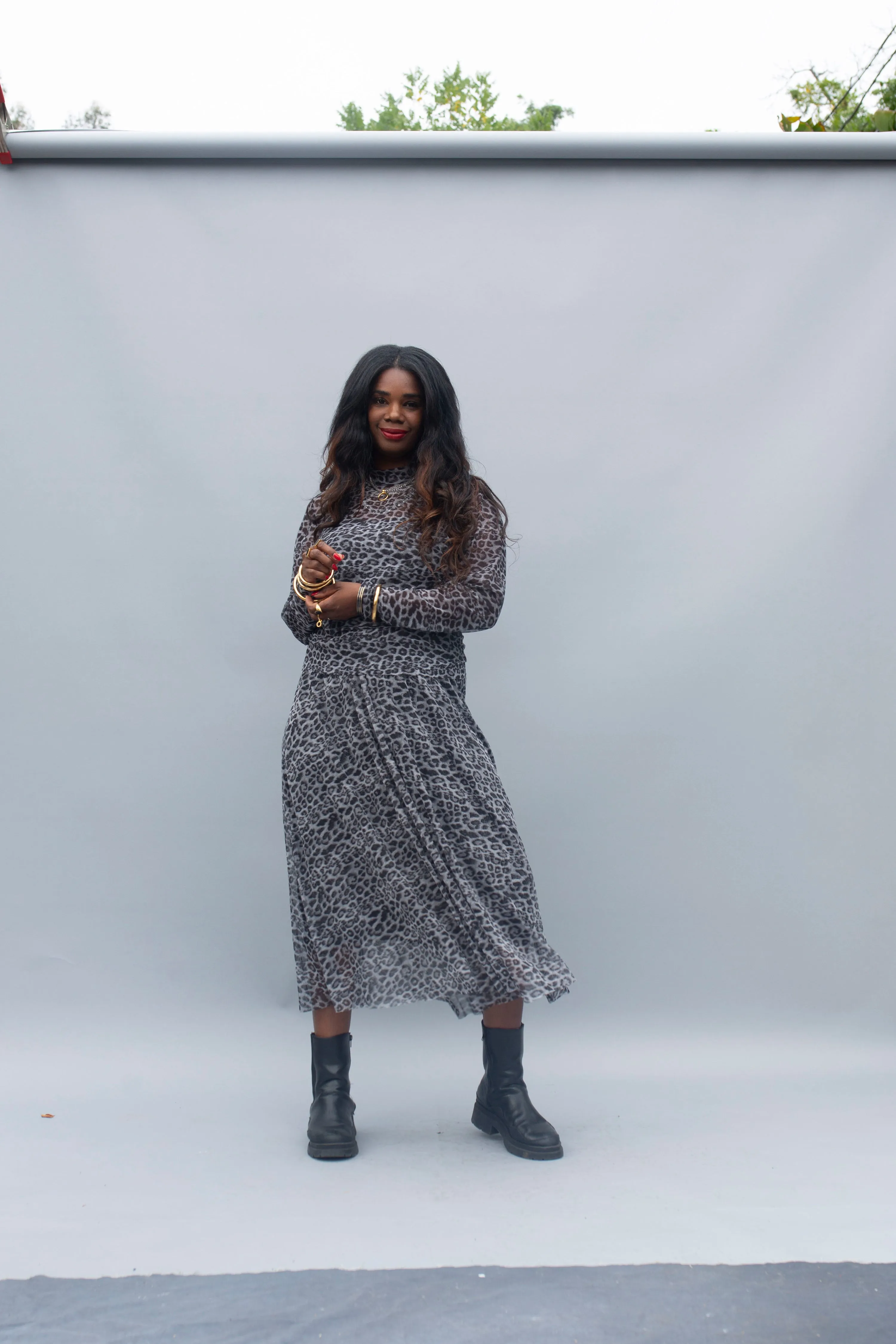 Layered Mesh Dress and Top Set - Snow Leopard sold by Baacal product image thumbnail 5