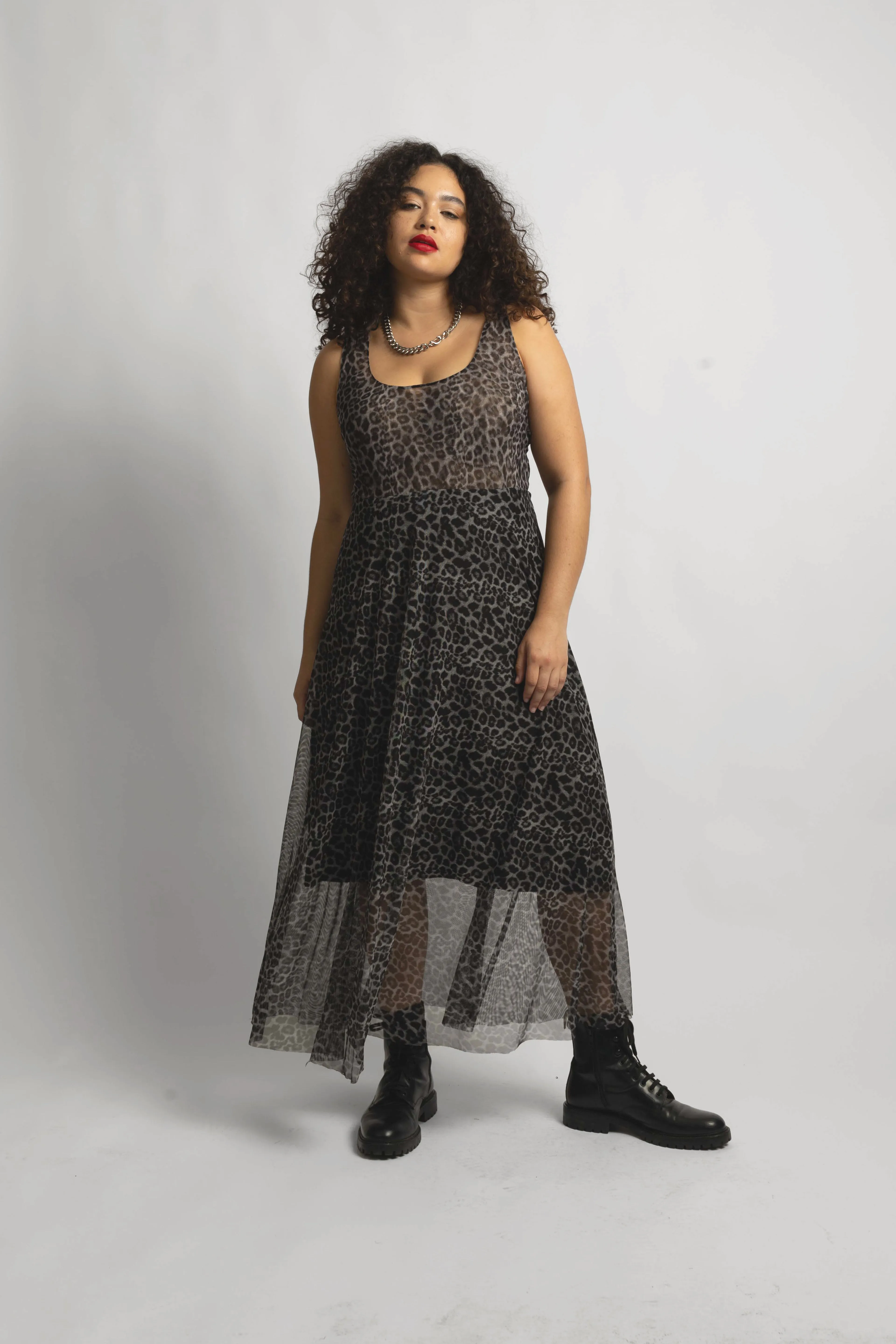 Layered Mesh Dress and Top Set - Snow Leopard sold by Baacal product image thumbnail 4