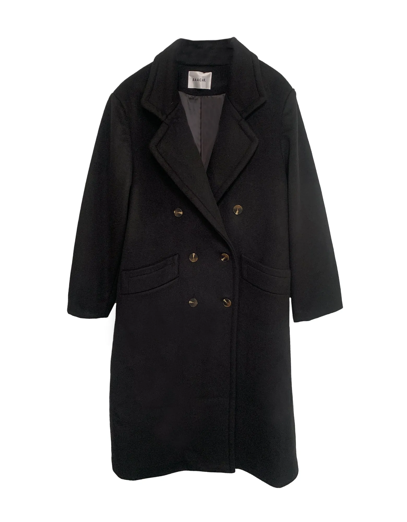 Double Breasted Car Coat - Black sold by Baacal