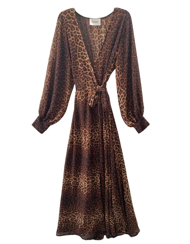The Maxi Wrap Dress- Leopard sold by Baacal