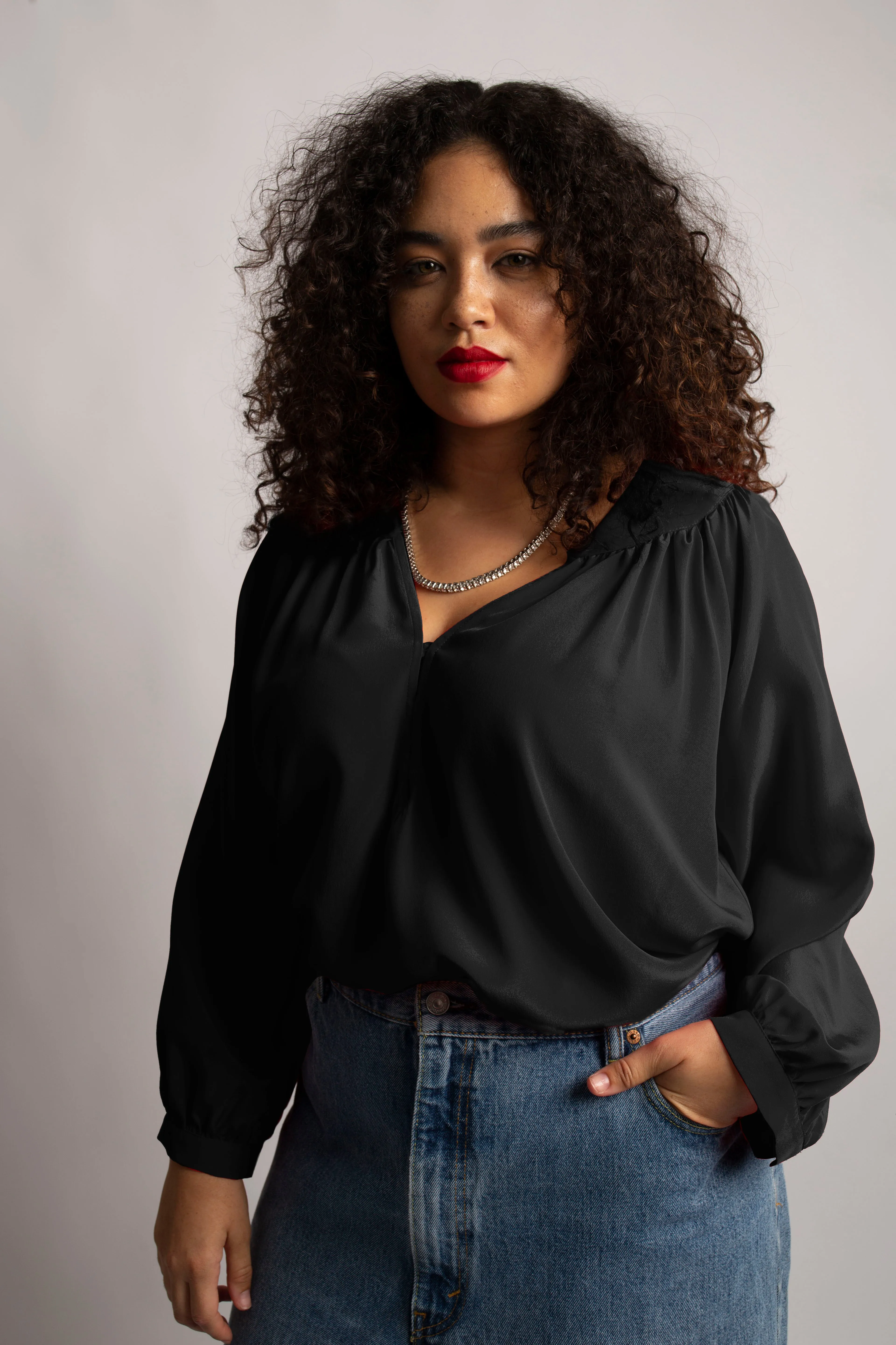 Stevie Blouse - Black Silk sold by Baacal product image thumbnail 2