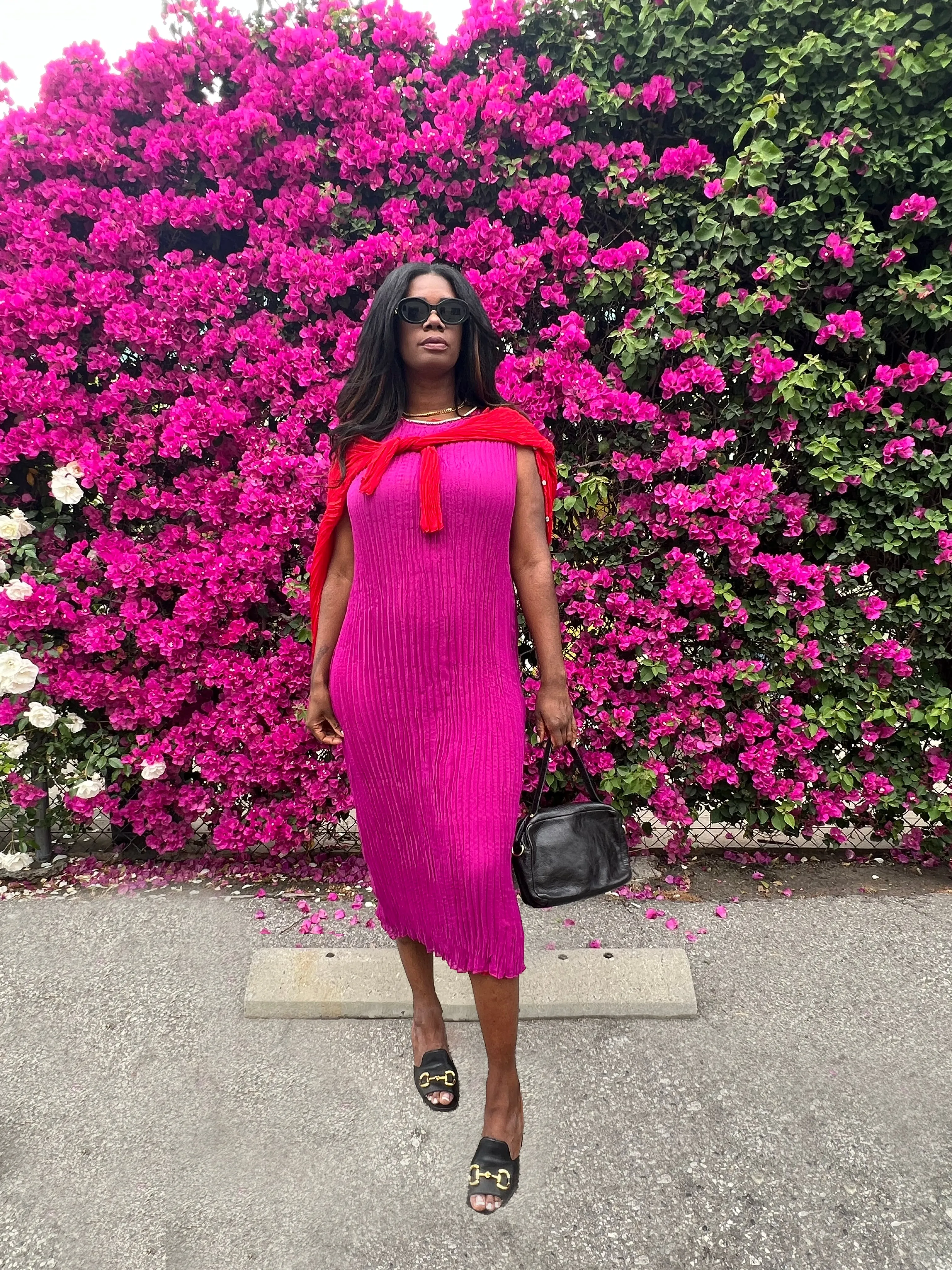 Jaya Pleated Dress- Reversible Red Fuchsia sold by Baacal product image thumbnail 4