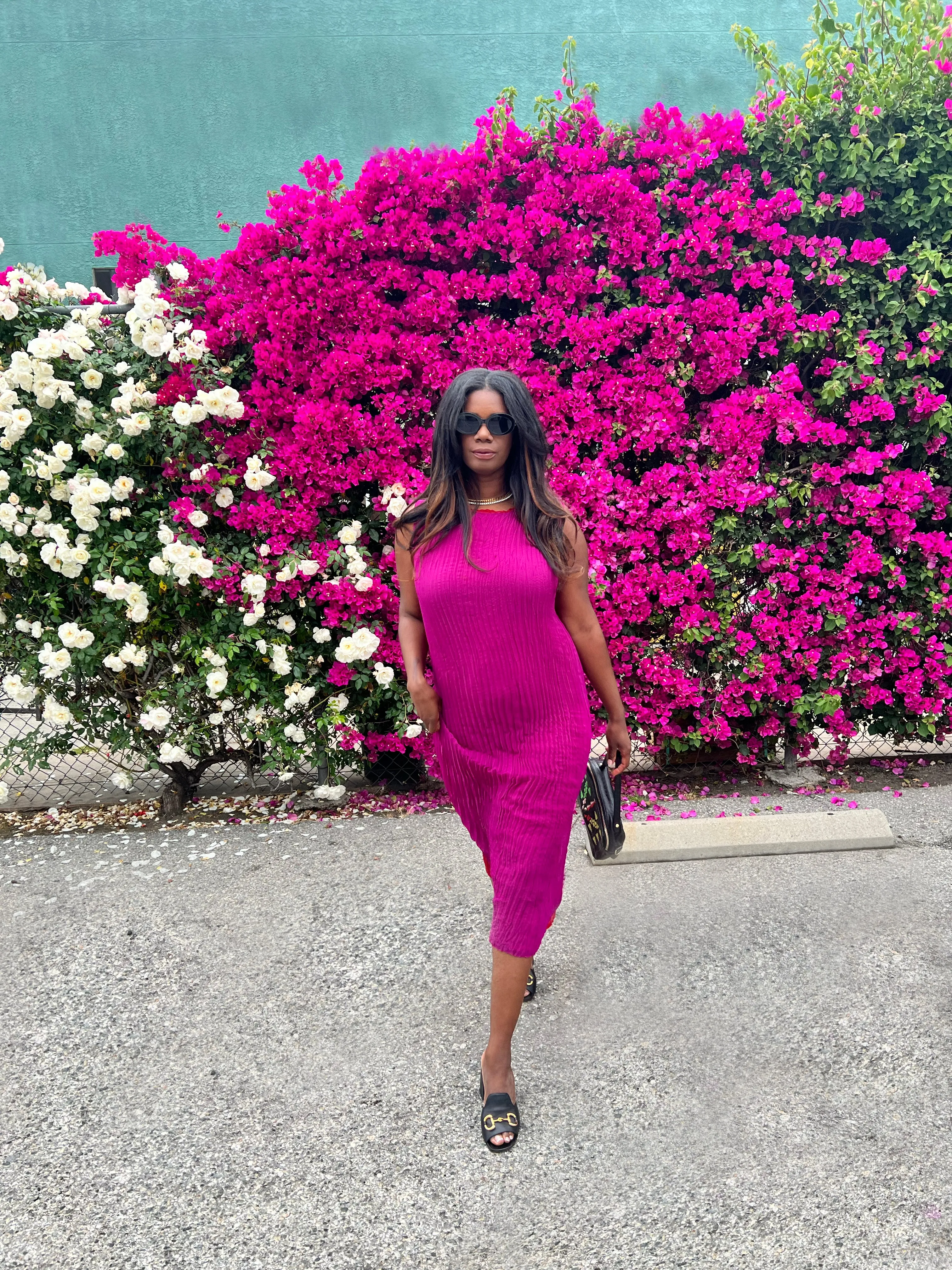 Jaya Pleated Dress- Reversible Red Fuchsia sold by Baacal product image thumbnail 3