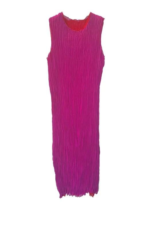 Jaya Pleated Dress- Reversible Red Fuchsia sold by Baacal